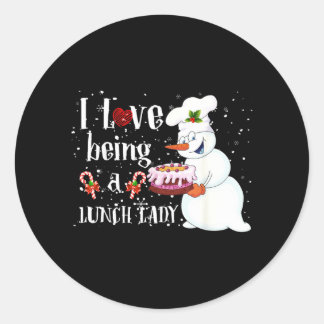 Sticker Rond Amour d'être un bonhomme de neige dame de cantine