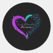 Sticker Rond Amour du coeur Dragonfly Prévention du suicide Sen (Devant)