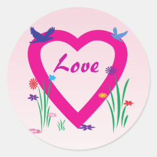 Sticker Rond Amour du coeur du printemps