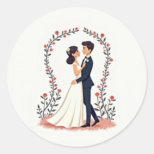 Sticker Rond Amour durable en fleurs (Devant)