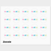 Sticker Rond Amour, éléphant et paix (Feuille)