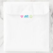 Sticker Rond Amour, éléphant et paix (Sac)