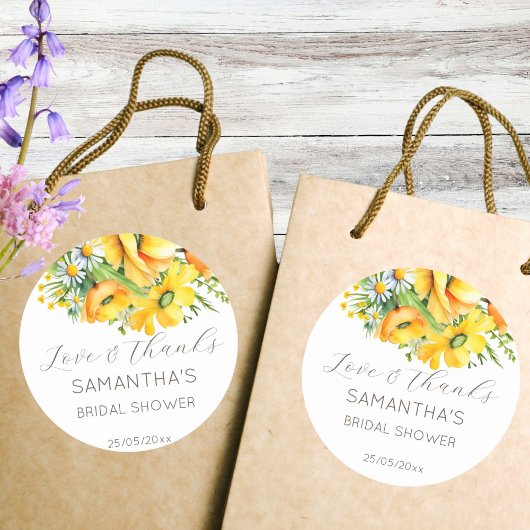 Sticker Rond Amour en fleurs printemps été faveur de la douche 