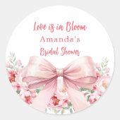 Sticker Rond Amour en fleurs roses bow Fête de mariage (Devant)