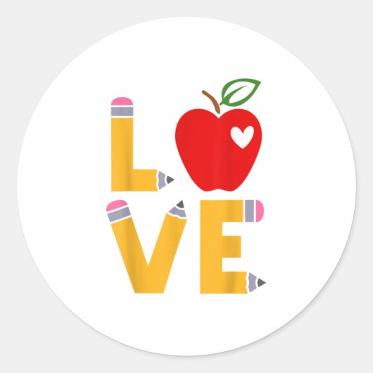 Sticker Rond Amour Enseignement Retour à l'école Enseignant Cad (Devant)