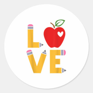 Sticker Rond Amour Enseignement Retour à l'école Enseignant Cad