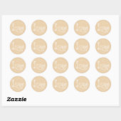Sticker Rond Amour et Coeurs Brown Tan et Mariage blanc (Feuille)