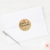 Sticker Rond Amour et Merci mariage campagnard faveur autocolla (Enveloppe)
