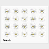 Sticker Rond Amour et Merci mariage faveur blanc (Feuille)