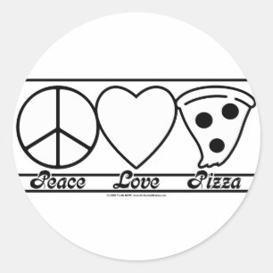 Sticker Rond Amour et pizza de paix