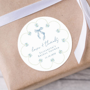 Sticker Rond Amour et Remerciements Ruban Bleu Mariage Cadeau I