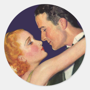 Sticker Rond Amour et romance vintage, films hollywoodiens rétr