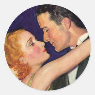 Sticker Rond Amour et romance vintage, films rétro d'Hollywood