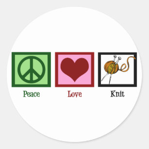 Sticker Rond Amour et tricot de paix