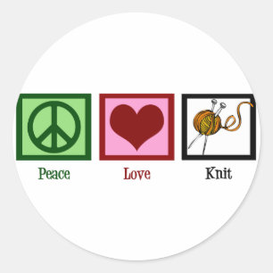 Sticker Rond Amour et tricot de paix