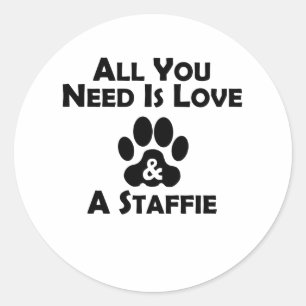 Sticker Rond Amour et un Staffie