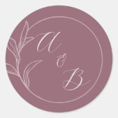 Sticker Rond Amour éternel | Deep Mauve | Invitation de mariage (Devant)