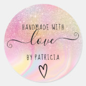 Sticker Rond Amour fait main parties scintillant en marbre past (Devant)