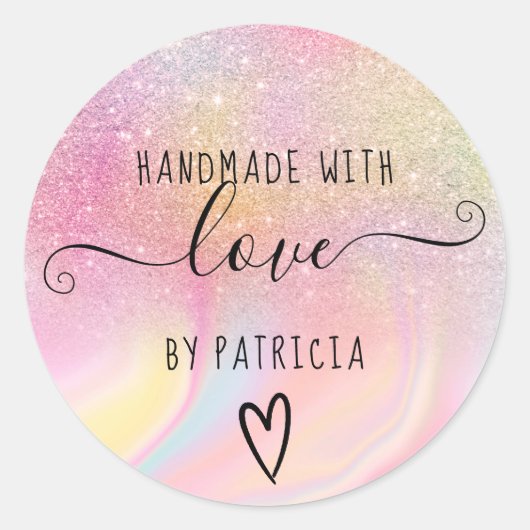 Sticker Rond Amour fait main parties scintillant en marbre past (Devant)