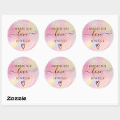 Sticker Rond Amour fait main parties scintillant en marbre past (Feuille)
