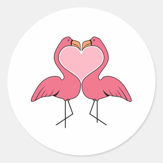 Sticker Rond Amour Flamant rose (Devant)