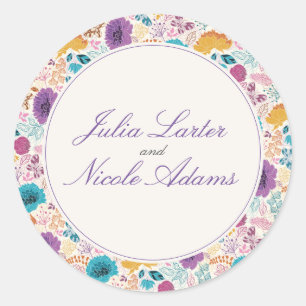 Sticker Rond Amour Fleurissant Floral Romantique Mariage Rose V