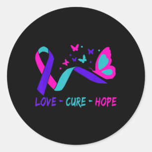 Sticker Rond Amour Guérison Espoir Cancer du col de l'utérus Gu