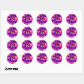 Sticker Rond Amour, Joie, Paix (Feuille)