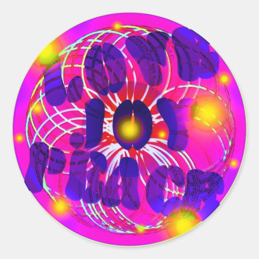 Sticker Rond Amour, Joie, Paix (Devant)