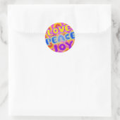 Sticker Rond Amour, Joie, Paix (Sac)