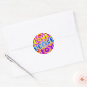 Sticker Rond Amour, Joie, Paix (Enveloppe)