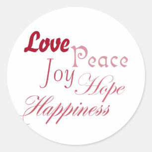 Sticker Rond Amour Joie Paix Espoir Bonheur