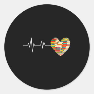 Sticker Rond Amour Livres Battement de coeur Livre Amant Livres