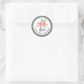 Sticker Rond Amour. Mariage Rose aquarelle (Sac)