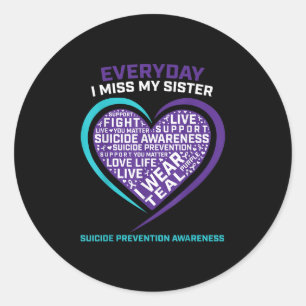 Sticker Rond Amour Mémoire Soeur Suicide Cadeaux de sensibilisa