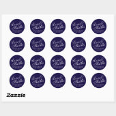 Sticker Rond 'Amour & Merci' Marine & Mariage Blanc Favoriser (Feuille)