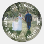 Sticker Rond Amour & Merci Modern Photo Mariage Merci Favor (Devant)