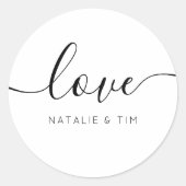 Sticker Rond Amour Moderne Calligraphie Mariage Favor Classic R (Devant)