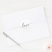 Sticker Rond Amour Moderne Calligraphie Mariage Favor Classic R (Enveloppe)