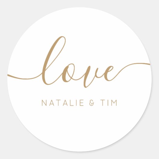 Sticker Rond Amour Moderne Calligraphie Mariage Favor Classic R (Devant)