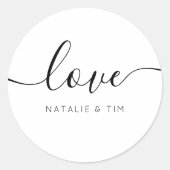 Sticker Rond Amour Moderne Calligraphie Mariage Favor Classic R (Devant)