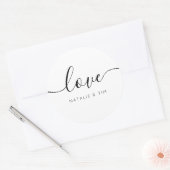 Sticker Rond Amour Moderne Calligraphie Mariage Favor Classic R (Enveloppe)