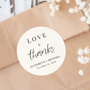 Sticker Rond Amour Moderne et Crème de Mariage Merci
