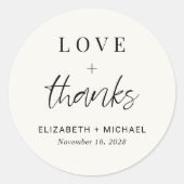 Sticker Rond Amour Moderne Et Merci Cream Mariage (Devant)