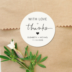 Sticker Rond Amour Moderne Et Merci Crème Mariage