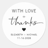 Sticker Rond Amour Moderne Et Merci Mariage (Devant)