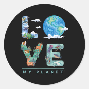 Sticker Rond Amour Mon Jour des terres Planète Environnement