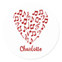 Amour Musique Cœur de Musique Rouge Notes avec Nom