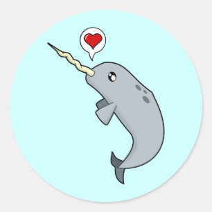 Sticker Rond Amour Narwhal