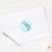 Sticker Rond Amour Narwhal (Enveloppe)